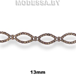 5821-DC Цепочка из страз 13мм Ц:Чёрный никель