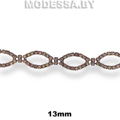 5821-DC Цепочка из страз 13мм Ц:Чёрный никель