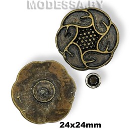 1757 Заклёпка металлическая 24х24мм Ц:Антик