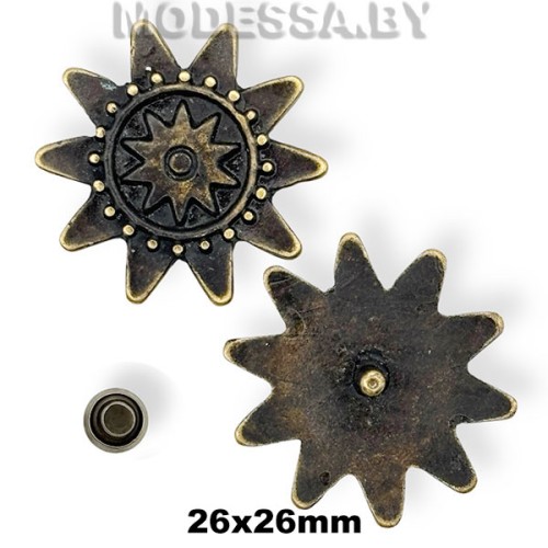 1771 Заклёпка металлическая 26х26мм Ц:Антик