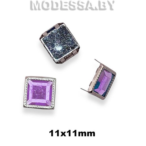 2074 Заклёпка 11х11мм Ц:Никель/Сиреневый