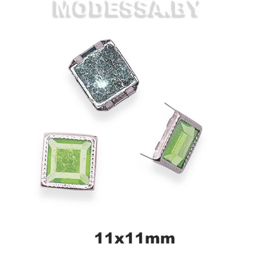 2074 AC Заклёпка 11х11мм Ц:Никель/Салатовый