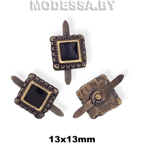 2622 Украшение металлическое 13х13мм Ц:Антик/Чёрный