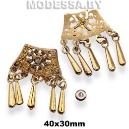 3043 Украшение металлическое 40х30мм Ц:Золото 