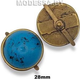 3119 Украшение металлическое d28мм Ц:Антик/Голубой