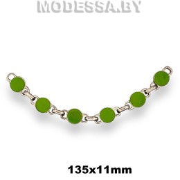 2131 Украшение 135х11мм Ц:Никель/Салатовый