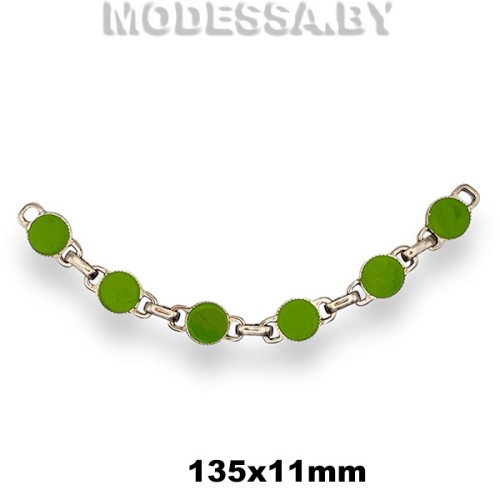 2131 Украшение 135х11мм Ц:Никель/Салатовый