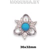 2437 Пряжка металлическая 36х32мм Ц:Никель/Голубой