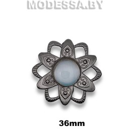 2624 СКВ Украшение 36х36мм Ц:Чёрный никель/Голубой