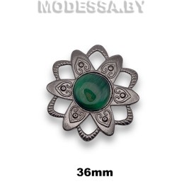 2624 СКВ Украшение 36х36мм Ц:Чёрный никель/Т.Зелёный