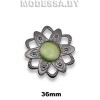 2624 СКВ Украшение 36х36мм Ц:Чёрный никель/Салатовый