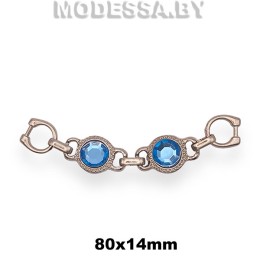 3020 Пряжка металлическая 80х14мм Ц:Никель/Голубой