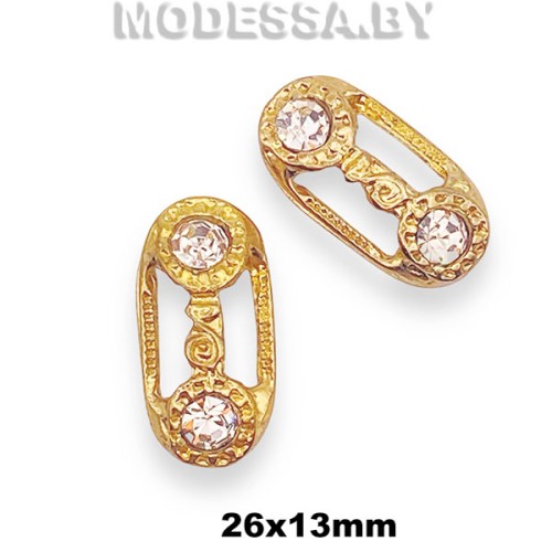 3042 Украшение металлическое 26х13мм Ц:Золото