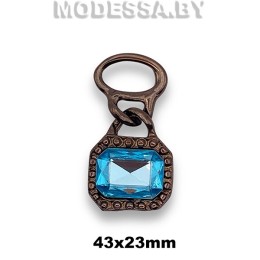 3085 Пряжка 43х23мм Ц:Чёрный никель/Бирюзовый