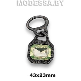 3085 Пряжка 43х23мм Ц:Чёрный никель/Салатовый