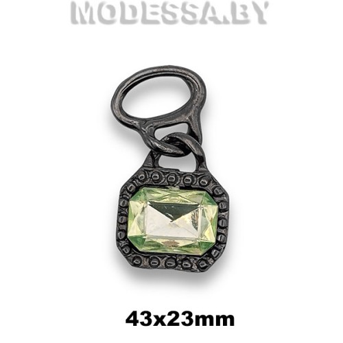 3085 Пряжка 43х23мм Ц:Чёрный никель/Салатовый