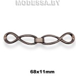 3842 Украшение металлическое 68х11мм Ц:Чёрный никель