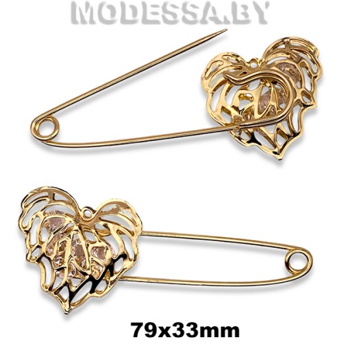 160 D Брошь-булавка 79х33мм Ц:Золото 