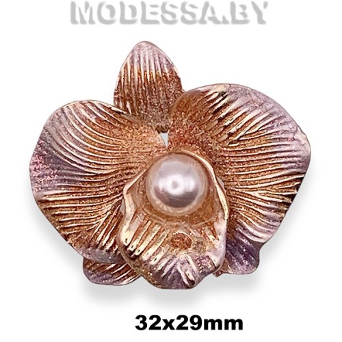 3014 Брошь "Орхидея" 32х29мм Ц:Золото