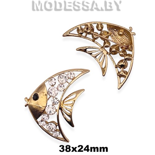 3073 Брошь "Рыбка" 38х24мм Ц:Золото