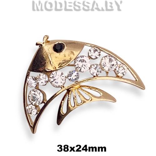 3073 Брошь "Рыбка" 38х24мм Ц:Золото