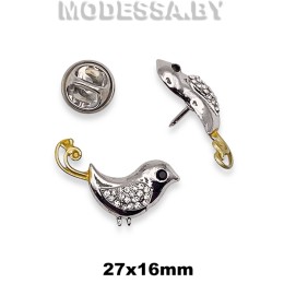 3073 Брошь "Птица" 27х16мм Ц:Никель