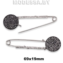 3508 Брошь-булавка 67х19мм Ц:Никель 