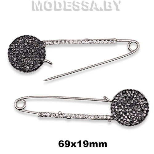 3508 Брошь-булавка 67х19мм Ц:Никель 