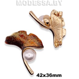 3511 Брошь "Листок" 42х36мм Ц:Золото