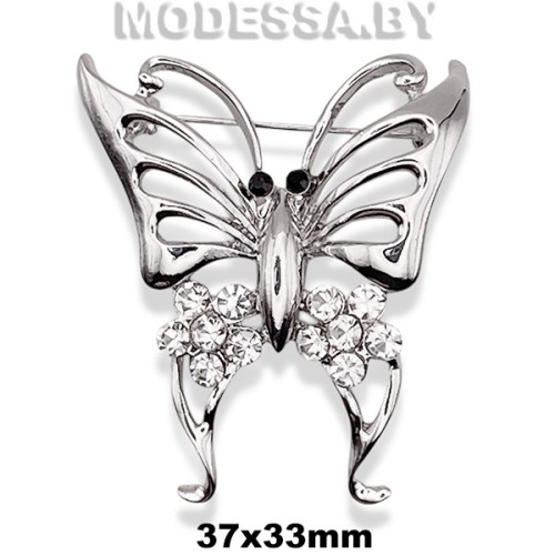 АС 3728 Брошь "Бабочка" 37х33мм Ц:Никель