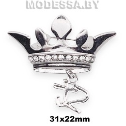 4233.5 Брошь "Корона" 31х20мм Ц:Серебро 