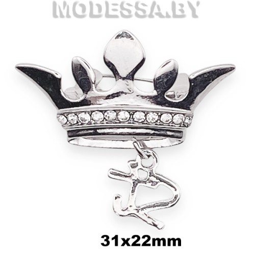 4233.5 Брошь "Корона" 31х20мм Ц:Серебро 