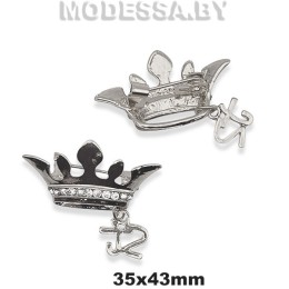 4233.5 Брошь "Корона" 31х20мм Ц:Серебро 