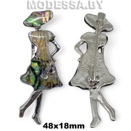4301.13 Брошь "Девушка" 48х18мм Ц:Никель 