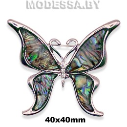 4301.14 Брошь "Бабочка" 45х40мм Ц:Никель 
