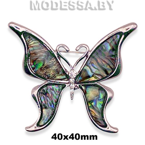 4301.14 Брошь "Бабочка" 45х40мм Ц:Никель 