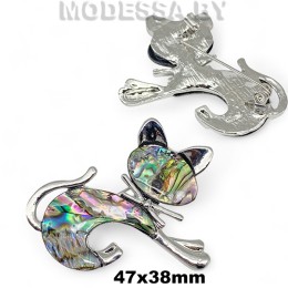 4301.15 Брошь "Кот" 47х38мм Ц:Никель 