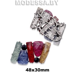 4301.17 Брошь "Камни" 48х30мм Ц:Чёрный никель
