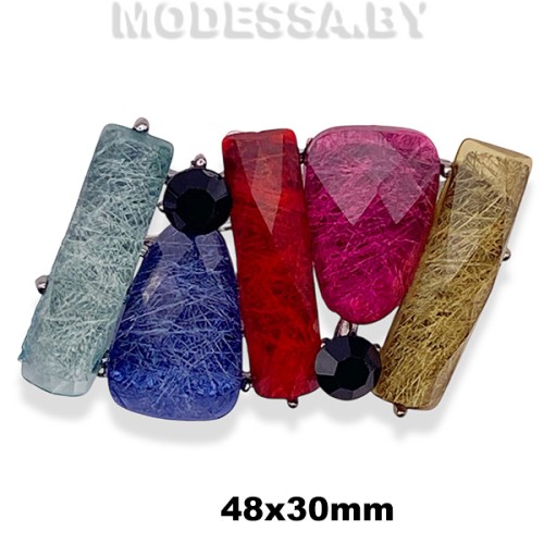 4301.17 Брошь "Камни" 48х30мм Ц:Чёрный никель