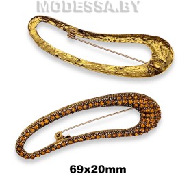 4301.25 Брошь "Овал" 69х20мм Ц:Золото 