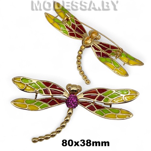 4301.28 Брошь "Стрекоза" 80х38мм Ц:Золото