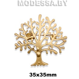 4301.4 Брошь "Дерево" 35х35мм Ц:Матовое золото