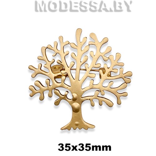 4301.4 Брошь "Дерево" 35х35мм Ц:Матовое золото