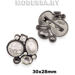 5200 R Брошь 30х28мм Ц:Чёрный никель