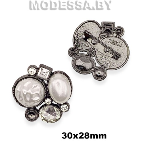 5200 R Брошь 30х28мм Ц:Чёрный никель