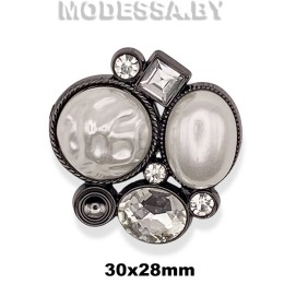 5200 R Брошь 30х28мм Ц:Чёрный никель
