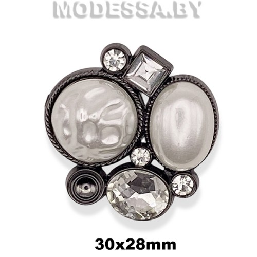 5200 R Брошь 30х28мм Ц:Чёрный никель