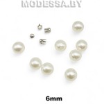 Бусина пластм. б/отверстия d6мм Ц:15 Молочный