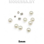 Бусина пластм. б/отверстия d5мм Ц:15 Молочный