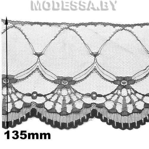 2071 кружево синтетическое (100% полиамид) Ц:Чёрный 135мм